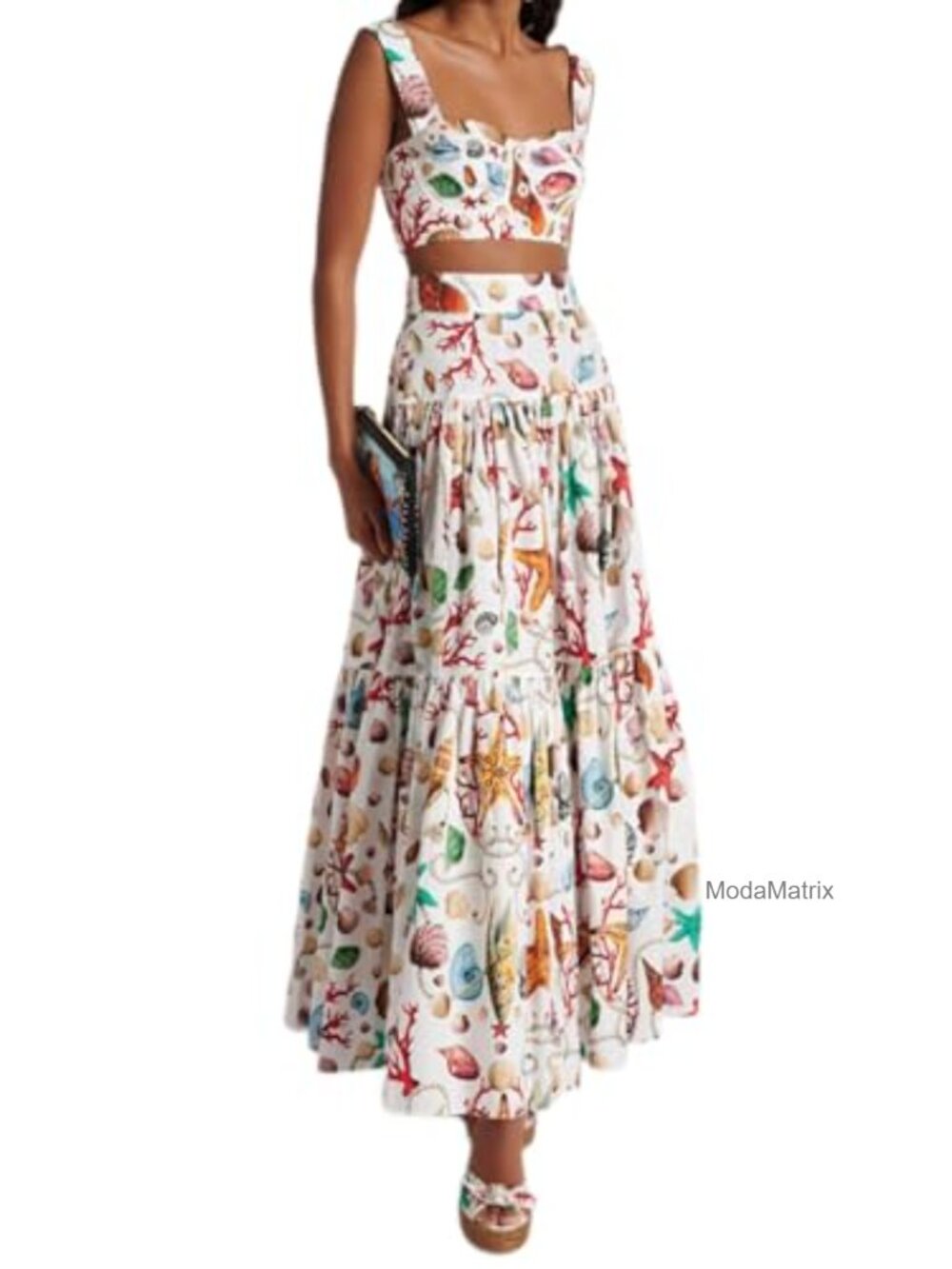 2 Piece Skirt Set Animal Print Halter Top Maxi Skirt Vacation Outfits